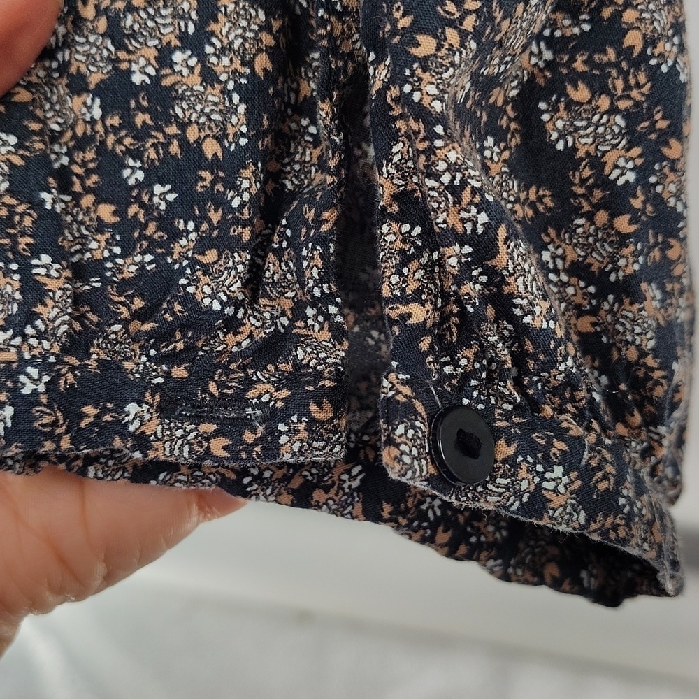Universal Thread Peasant Blouse XXL Partial Button Down Long Sleeve Gray Peach - Picture 8 of 9